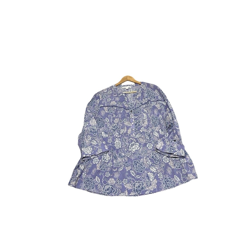Women’s Juniper & Lime Poly Blend Blouse Lavender Floral 3X Pull On Dressy